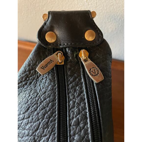 Valentina Italia Black Pebbled Leather Bucket Shoulder Bag - Picture 8 of 13